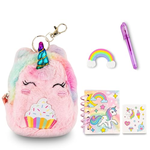 VOTUM Unicorn Keychain Charm for Backpacks, Purses, Handbags, Car Keys with Stationery Set - Includes Mini Notebook, Gel Pen, Eraser, Stickers - Portable & Fun Gift for Tweens Ages 8+ - style: Unicorn