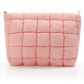 Hillban Light Pink Puffy Quilted Makeup Bag Cute Cosmetic Bag Gift, Classic - color: Light Pink, size: Classic