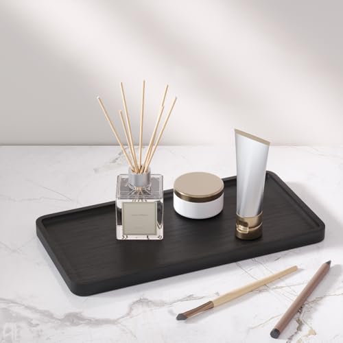 VERTORGAN Bamboo Serving Tray,11.8x5.9 Inch Trays,Home Decor(Black) - color: Black, size: 11.8" x 5.9" x 0.6"