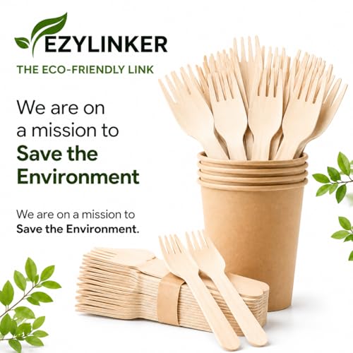 150 Wooden Forks SPECIAL EDITION, Alternative to Plastic and Bamboo Fork - 100% Compostable Fork, Eco Friendly, and Biodegradable Wooden Forks Disposable for Lounge Party Wedding, BBQ - size: 150Pcs Forks