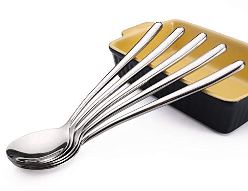 Miupoo Korean Soup Spoons Stainless Steel Long Handle Tablespoon Pack of 5 - size: 7.8x1.6 inches