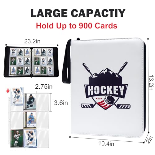 900 Pockets Hockey Card Binder, Portable Waterproof PU Storage Album,QX71 - color: Hockey-900