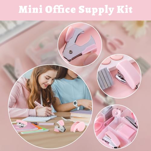 6 Pack Mini Office Supply Kits Mini School Supplies – Includes Mini Stapler,Scissors, Note Paper, Eraser, Tape Dispenser (Heart) - color: Heart