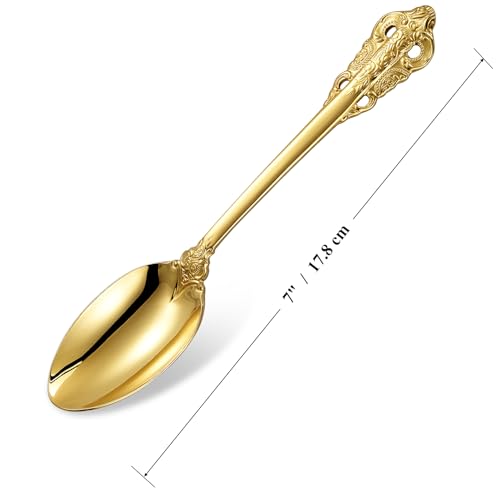 KEAWELL Luxury 4-Piece 18/10 Stainless Steel Teaspoon Set (Gold) - color: Gold