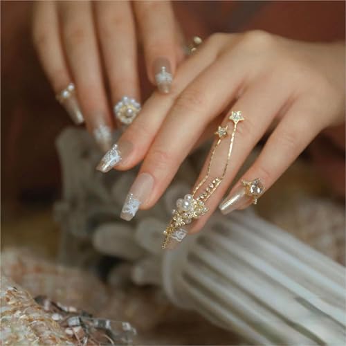 4 Colors ins Minimalist Style Nail Stickers, Lace Bridal Wedding Nail Art Sticker for Man Woman (4 Sheets) - style: Wedding Bride