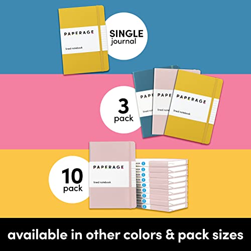 PAPERAGE Lined Journal Notebook, 10 Pack, (Pastel Rainbow), 160 Pages, Medium 5.6 in x 8 in - 100 GSM Thick Paper – Hardcover Journaling Notebook for Work, School & Note Taking - color: Pastel Rainbow, style: G. Lined-10 Pack
