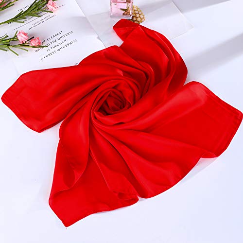 SATINIOR Square Neck Scarf Women - color: Red, size: 27.56 x 27.56 inches