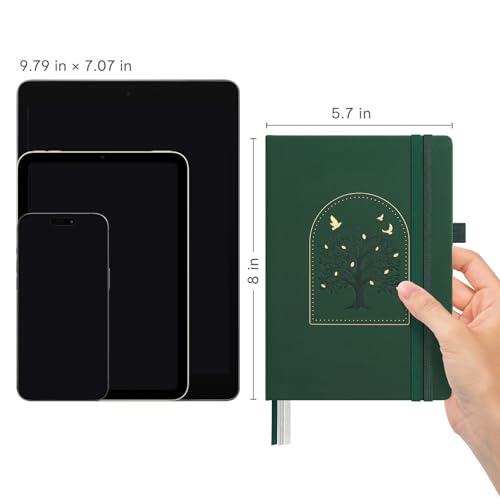 &And Per Se 365 Page Journal – A5 Hardcover Lined Notebook, One Book for the Whole Year, 100gsm Thick Paper, Numbered Pages & 3 Bookmarks, Annual Diary for Daily Writing (Dark Green) - color: Dark Green with Pattern, style: 365-Lined
