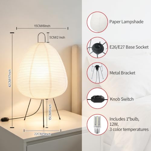 Rice Paper Lamp,Dimmable Bedside Lamp,Japanese Lantern,Knob Button,E26 Bulb - style: Japanese-dimming