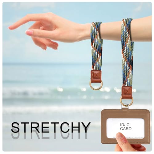Fishent Stretchy Key Chain, Cute Keychain Wristlet, Upgraded Woven Wrist Lanyard for Keys, Key Chains for Women Men Car Keys ID Badges Card Wallet Phone, Denim Multin Color - color: Denim Multin Color