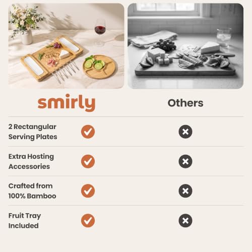 SMIRLY Bamboo Charcuterie Board Set with Serving Accessories