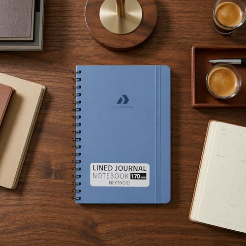 Nextnoid A5 Lined Spiral Notebook - 170 Pages, College Ruled, Blue - color: h-Blue