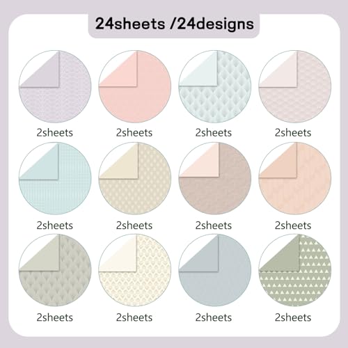 12"X12" Scrapbook Paper, 24 Sheets Double-Sided Pastel Boho Patterned Paper - color: Boho1