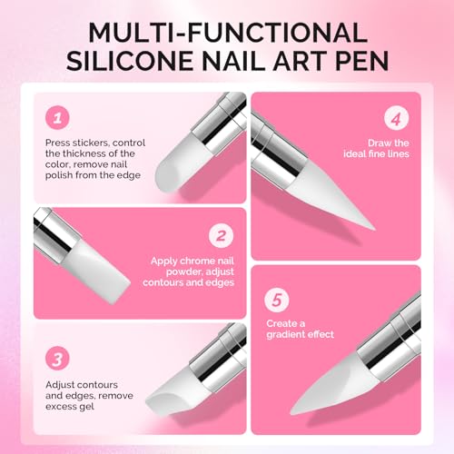 MelodySusie 5 Pcs Nail Art Sculpture Pen Acrylic Dual Tipped Brushes - color: Royal Blue, Pink, Sky Blue, Green, Black, size: 5