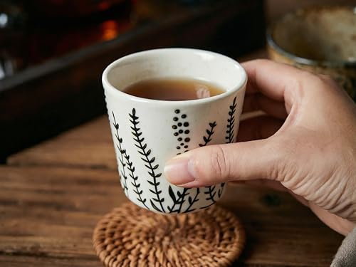 6 oz Stoneware Matcha Cup,Japanese Tea Cup,Matcha Tea Cups Ceramic,Set of 4 - color: Multiple Colors Plants