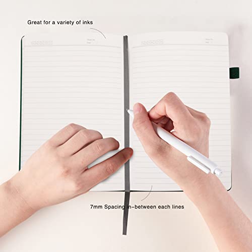 Lined Journal Notebooks with Pen Loop, Hardcover Notebook Journal for Work, 100Gsm Premium Thick Paper with Inner Pocket, Medium 5.7"x8.4", （Dark-Green, Ruled） - color: Dark-green, size: 1 Pack