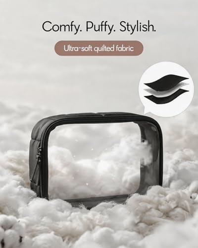 Moyad TSA Approved Toiletry Bag Clear Quart Size Travel Bags Makeup Bag - color: Puffer Black, size: 1 Pack
