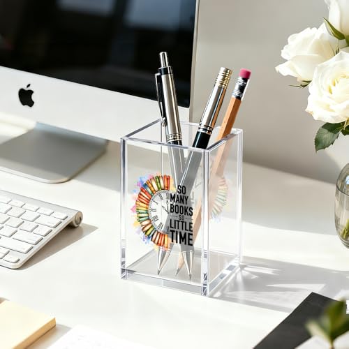 So Many Books So Little Time Acrylic Pen Holder Makeup Organizer - color: Transparent35