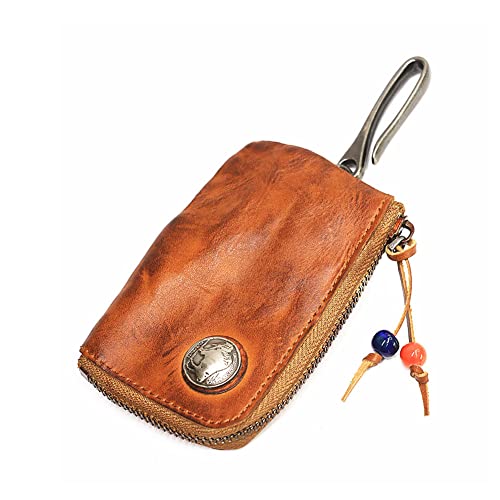 1 Pcs Leather Mini Medieval Pouch Keychain, Coin Organizer, Change Holder, Leather zipper Pouch for Men & Women