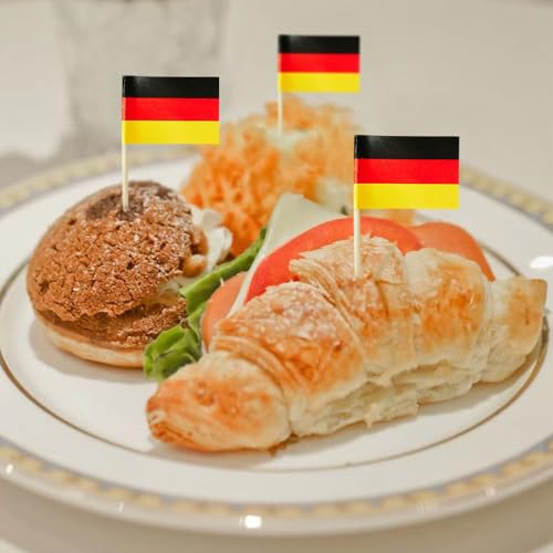 mflagperft Germany Toothpick Flags 100 Pack, German Flag Cocktail Picks - color: German
