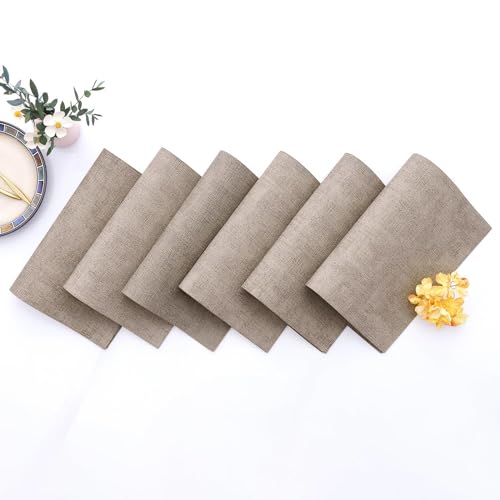 Homaxy PU Faux Leather Placemats for Dining Table, Set of 6, Light Brown - color: Light Brown