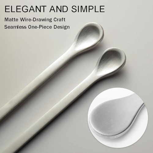 Ouliget Korean Espresso Coffee Stirring Spoon,Stainless Steel Long Handle Mixing Stirrers Spoon,Cocktail Spoon Mixing Iced Tea Spoons for Kitchen Coffee Bar,8 Inches,2 Pieces