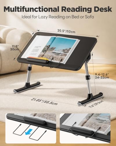 SAIJI Book Stand for Reading Hands Free with Page Paper Clips in Bed Laptop Desk Table