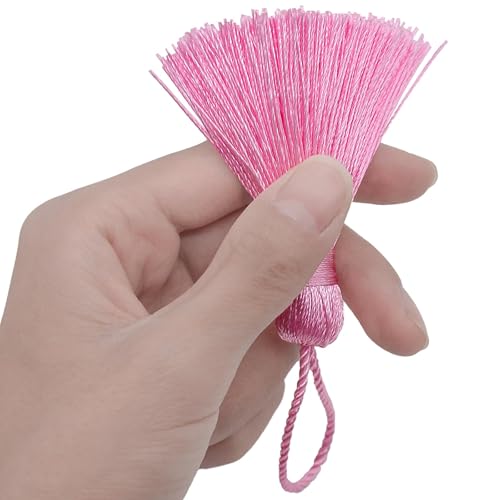 20Pcs 4.3 Inch Silky Mini Craft Tassels for Earrings, Souvenir(Pink) - color: Pink