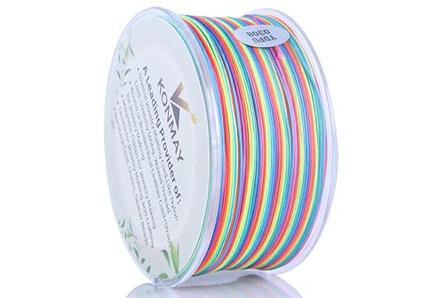 KONMAY 0.4mm Rainbow Nylon Seed Bead String for Micro Macramé & Knotting - color: Rainbow, size: Braided 0.4mm