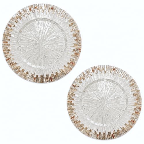 i-lan Mother of Pearl Charger Plates, 13 Inch Set of 2, Champagne Gold - style: Style 6