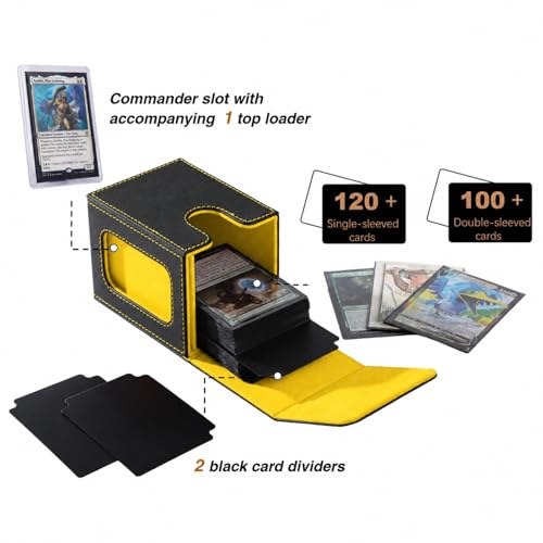 Venssu MTG Deck Box with Commander Display, Fits TCG Cards (Black&Yellow) - color: Black and Yellow