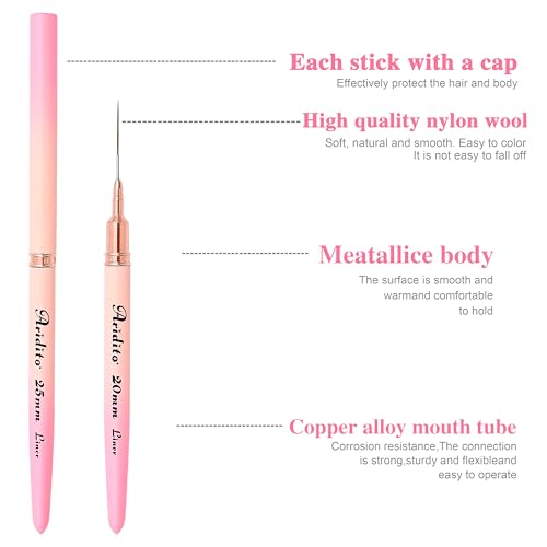 5Pcs Nail Art Brushes Kit, Gradient Pink - color: Gradient Pink