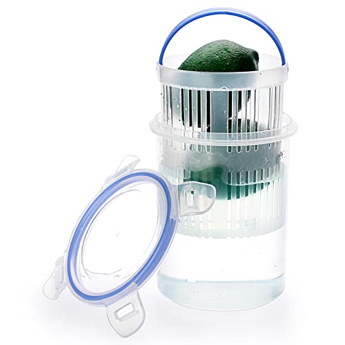 JUXYES Transparent Plastic Pickle Storage Jar with Strainer and Lock Lid