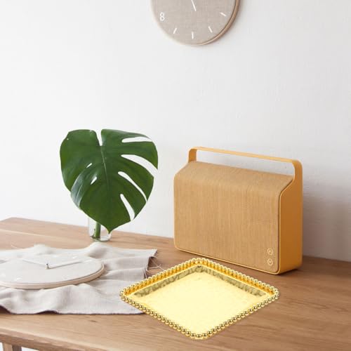 Amosfun Vintage Metal Food Tray 7.08 inch Desktop Serving Dish for Dried Fruit Dessert Snack Candy Appetizer Plate for Family Holidays Weddings Parties