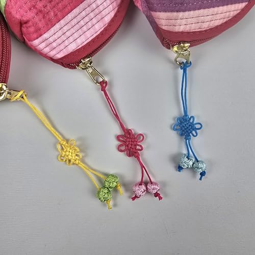 Korean Coin Purse, Traditional Saekdong Wallet with Knot Tassel, Colorful Pouch for Coins and Cards, Quilted Zipper Bag, Handmade Accessory, Random Color