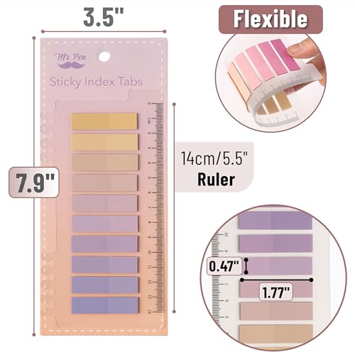Mr. Pen- Colorful Sticky Tabs, 16 Sets, 3200 pcs, Translucent Page Markers - color: Spectrum, size: 3200 Pcs