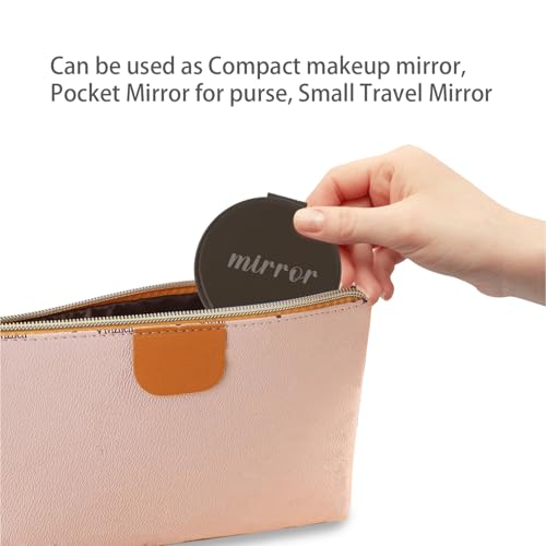 Compact Mirror Round 2.6” Metal Double Sided 1X/2X Engraved Pocket Mirror Gifts for Men (Bk01) - color: Black01