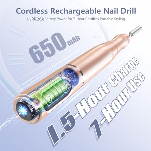 TUOBEO Cordless Nail Drill Electric Nail File Kit, Rechargeable Efile Set - color: Gold