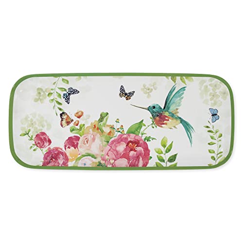 UP Rose Garden Melamine Serving Tray, 15 x 6.5 Inch Rectangular Serving Platter, BPA Free Food Tray for Party Entertaining - color: Rose Garden