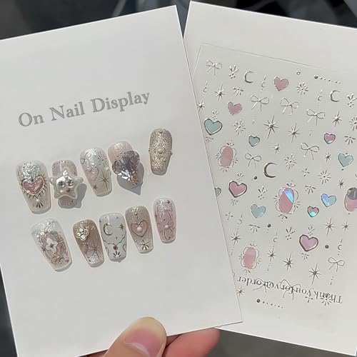 Flower Nail Stickers for Nail Art Decals Charms with Tweezers - color: Sunbeam Verse