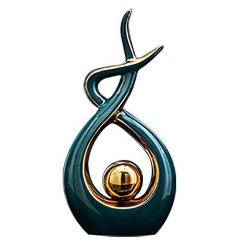 Norrclp Home Decor Modern Abstract Art Ceramic Statue Table Decor (Large) - color: Green and Gold, size: Large