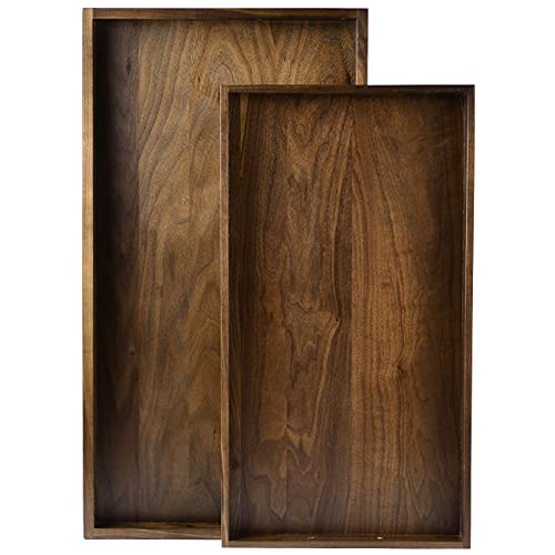 28"x15" XL Handmade Black Walnut Wood Ottoman Tray with Handle - size: 28" x 15" x 2.4"