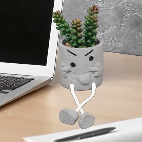 Zerzsy Artificialplant Succulents in Cement Pots with Hanging Leg, Kitchen Shelf Decor, Bathroom Shelf Decoraion, Home Sheves Decoration Accents, Office Wall Decor - Set of 1 - color: 1 Pcs Set/Tongue
