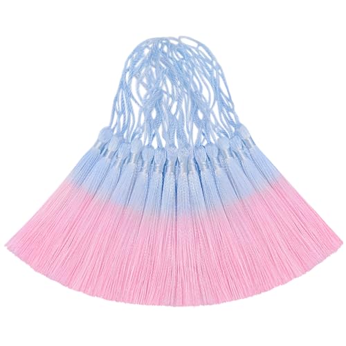 50Pcs 5 Inch Bulk Bookmark Tassel Kit for Graduation, Keychain(Blue Pink) - color: Blue&pink