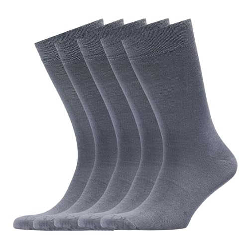VRD Men's Dress Socks Bamboo Rayon, 5-Pack Crew Socks, Multiple Colors and Designs, Shoe Size 8-13, Gift Box - color: 12: Grey, 5-pack Solid