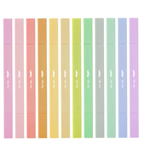 Mr. Pen- Dual Tip Aesthetic Highlighters, 12 pcs, Chisel & Fine Tip - color: Pastel, size: 12 Pack