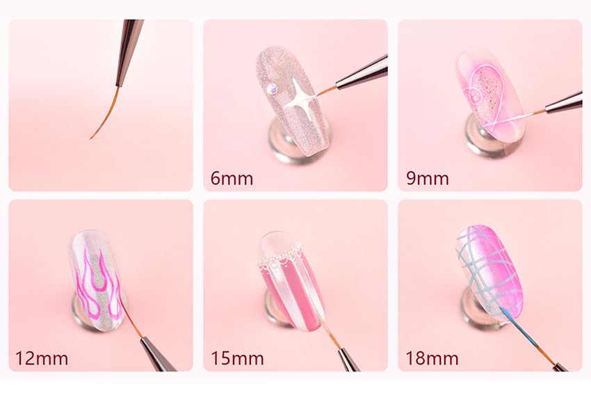 KADS 6 mm Nail Art Liner Brush for Gel Polish with Protective Cap - color: 6mm (Single)