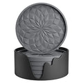 ME.FAN Silicone Coasters with Holder,[6 Pack] Drinking Coasters - Cup Mat for Hot or Cold Drinks, Thickened, Non-Slip, Non-stick,Deep Tray Dark Grey - color: Dark Gray