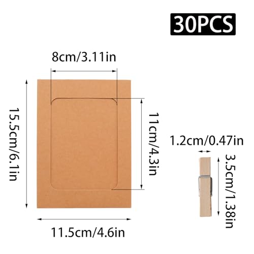 30Pcs 4x6Inch 3colors Paper Photo Frames with String & Clips - color: 3 colors, size: 4x6inch