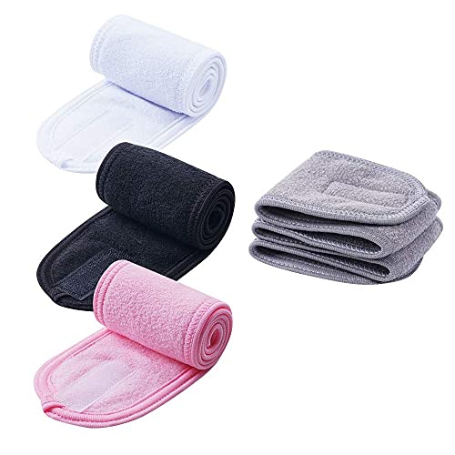 4 PCS Facial Spa Headband Makeup Skincare Headbands for Washing Face - color: White, Black, Pink,Gray